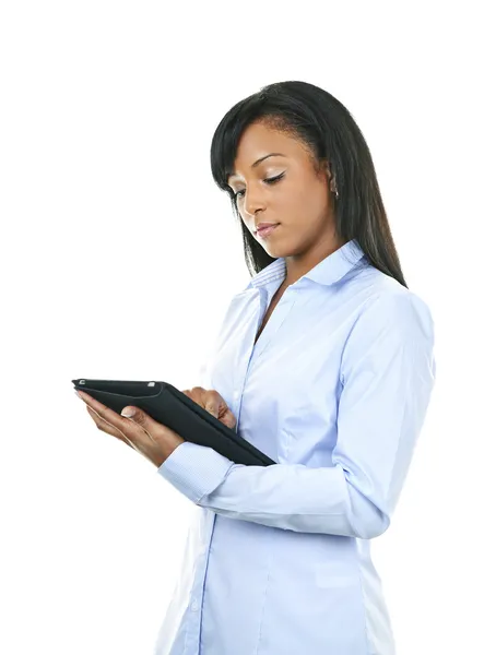 Γυναίκα με tablet υπολογιστή — Φωτογραφία Αρχείου