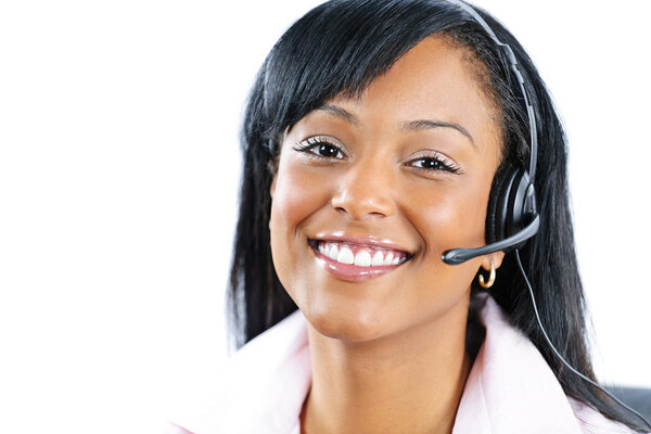 Customer service and support representative with headset