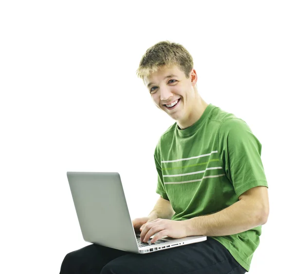 Dizüstü bilgisayarı olan genç adam. — Stok fotoğraf