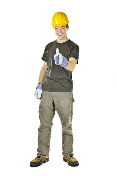 Construction worker showing thumbs up — Stock Photo, Image