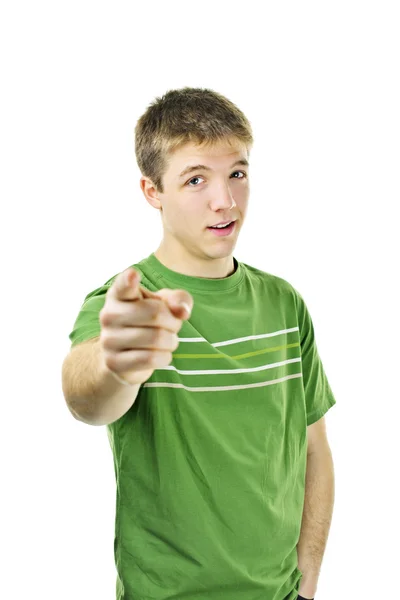 Young man pointing finger Royalty Free Stock Images