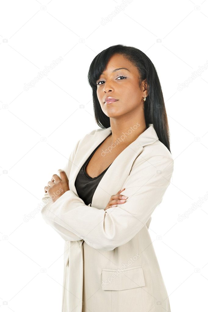 Black businesswoman with arms crossed