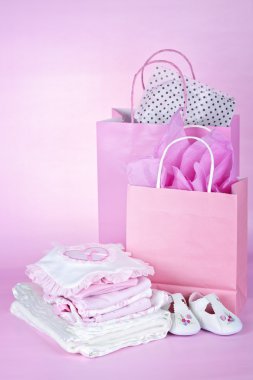 Pink baby shower presents clipart