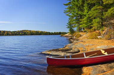 Canoe on shore clipart