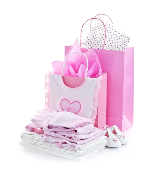Różowy baby shower prezenty — Zdjęcie stockowe