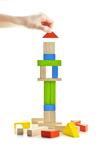 Wieża drewniana bloku w budowie — Zdjęcie stockowe