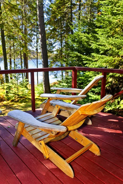Forest cottage deck and chairs — Stock Photo, Image