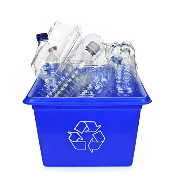 Reciclagem caixa azul — Fotografia de Stock