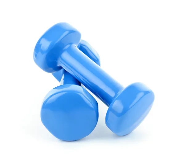 Blue dumbbell weights — Stock Photo, Image