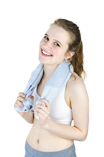 Happy fit girl after working out — Stock Photo, Image