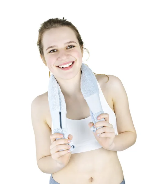 Chica feliz ajuste después de hacer ejercicio —  Fotos de Stock