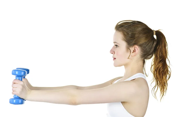 Ajuste activo chica levantamiento de pesas para la aptitud —  Fotos de Stock