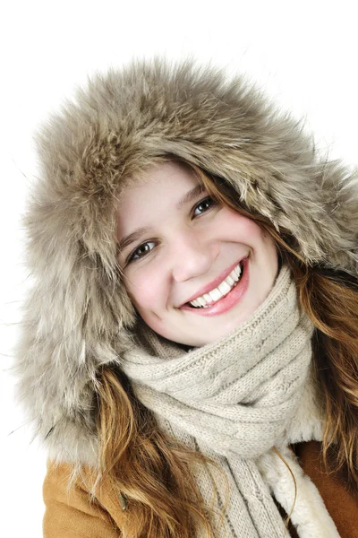 Usmívající se zimní dívka — Stock fotografie