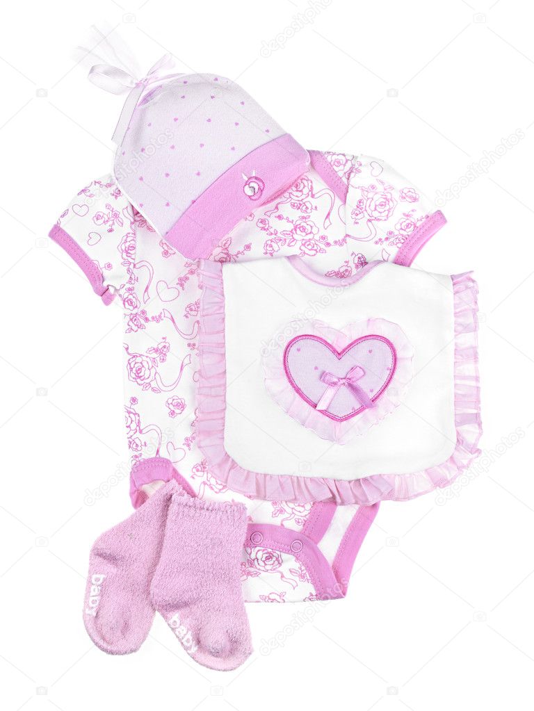 Pink baby clothes for infant girl Stock Photo by ©elenathewise 6696436