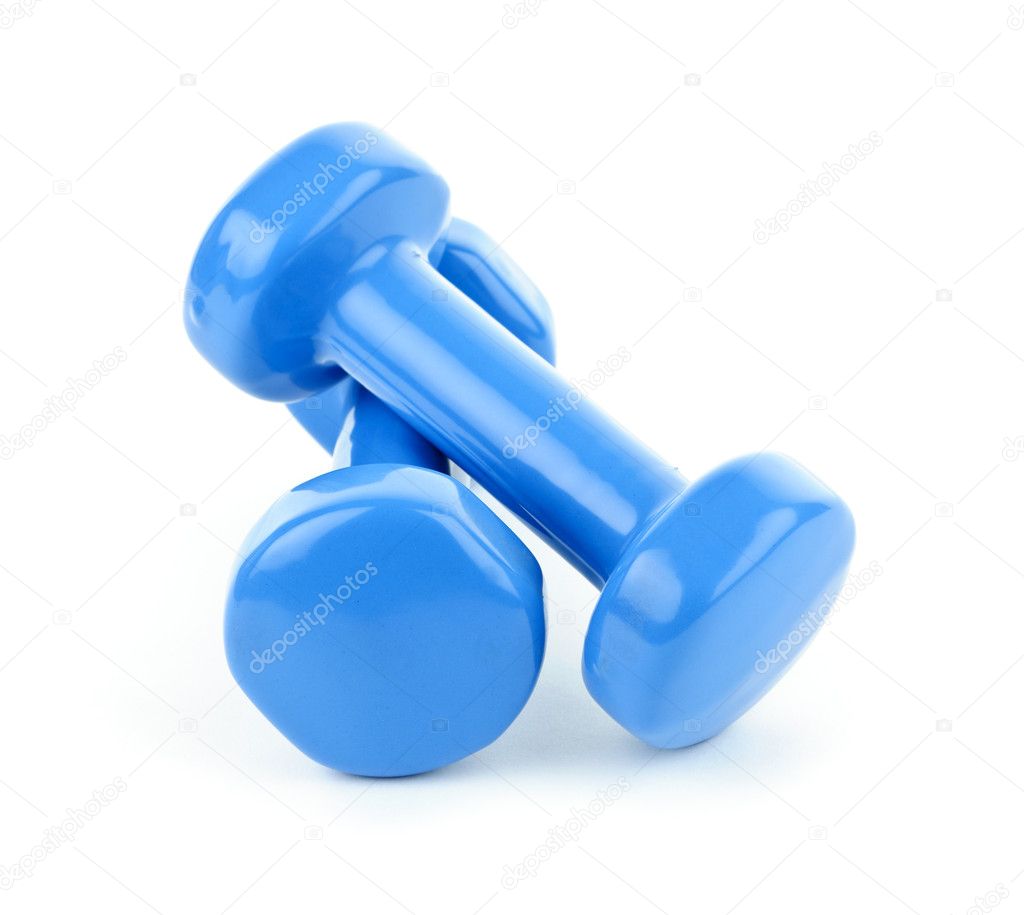 Blue dumbbell weights
