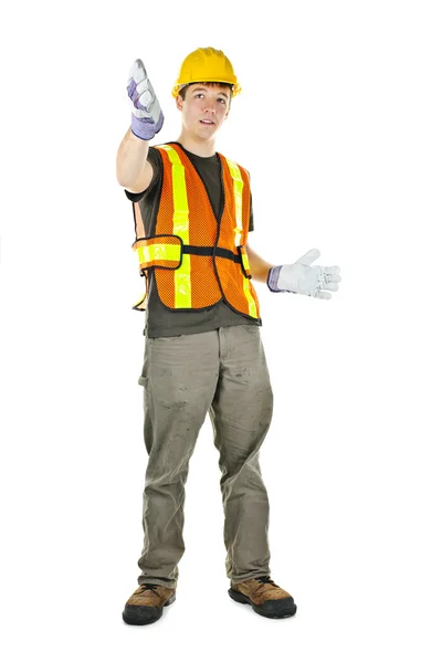 Construction worker gesturing — Stock Photo, Image