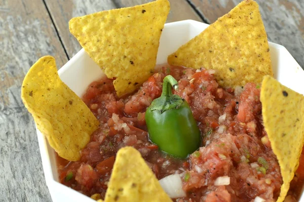 Tomatopepper Salsa & Chips — Fotografia de Stock