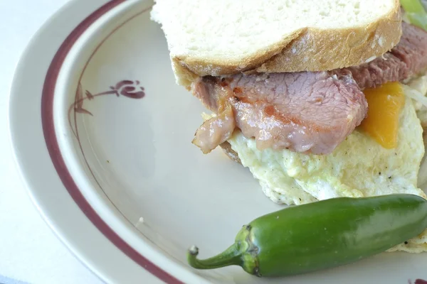 Ham & vejce sendvič — Stock fotografie