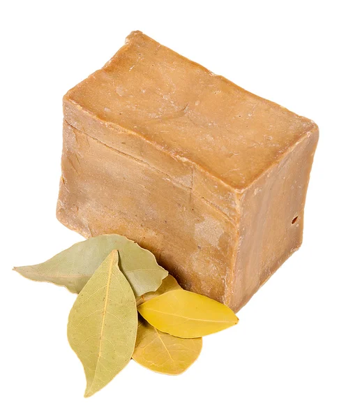 Traditional laurel soap, isolated on white — Stock Photo, Image