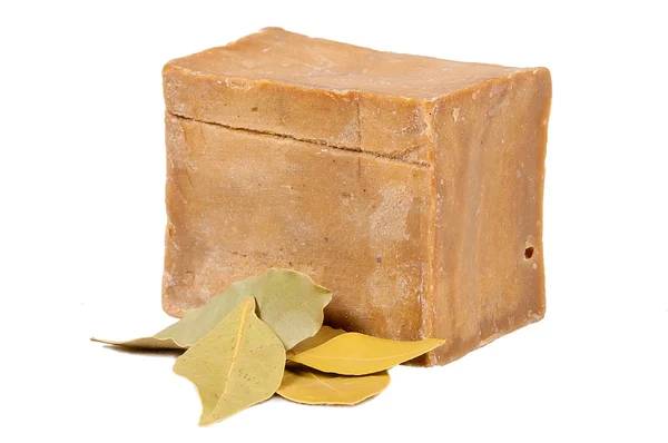 Tradiční laurel mýdlo, izolované na bílém Stock Fotografie