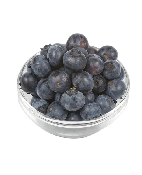 碗的新鲜蓝莓，孤立在白色 图库图片