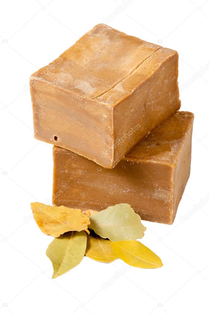 Traditional laurel soaps, isolated on white