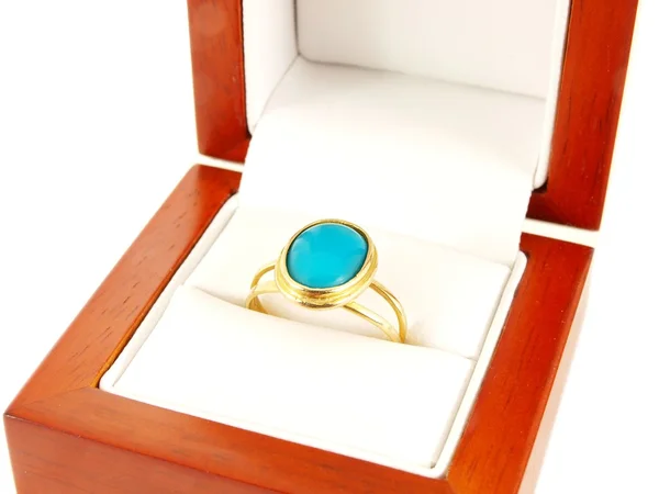 Modrý drahokam prsten — Stock fotografie