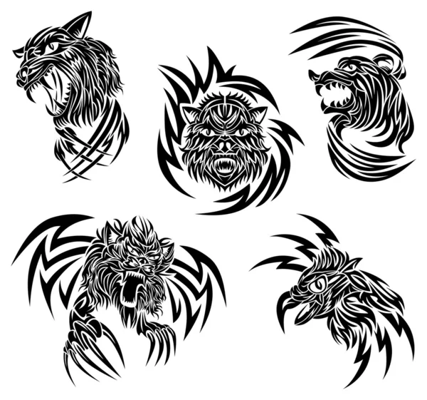 Tatuaje animales salvajes — Vector de stock