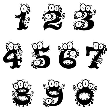 Cartoon monster numerals
