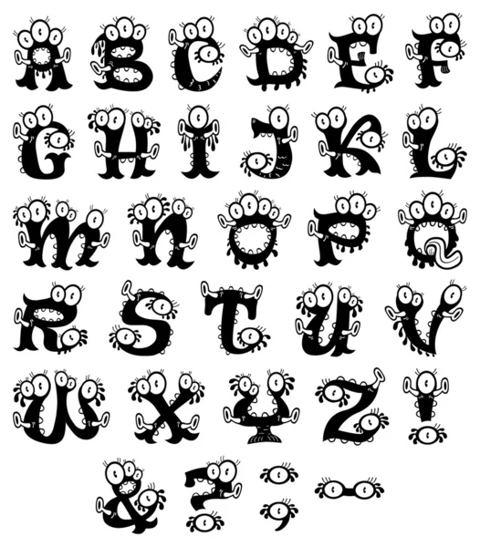Alfabeto monstruo de dibujos animados — Vector de stock