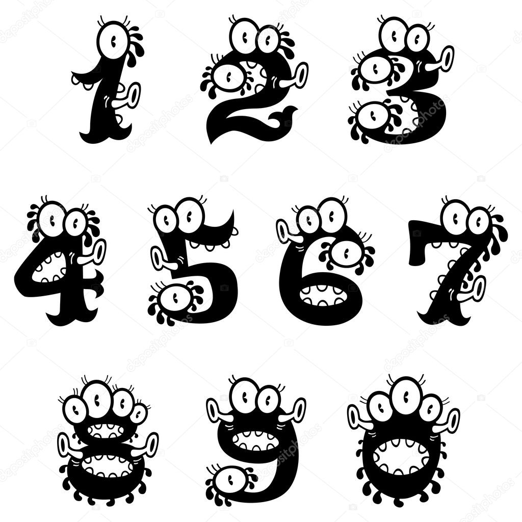 Cartoon monster numerals