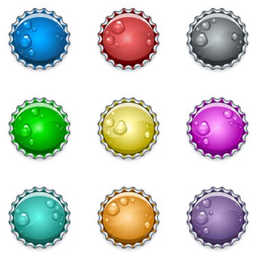 Bottle caps with drops clipart