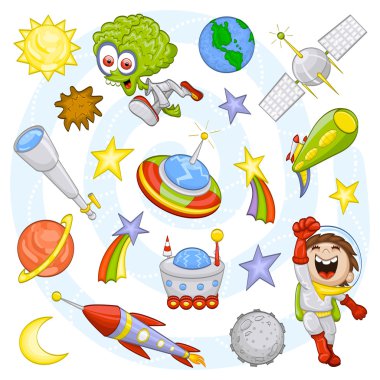 Cartoon outer space set clipart