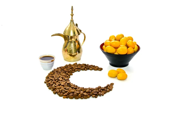 Arabic Coffee with date fruit — Stock Photo, Image