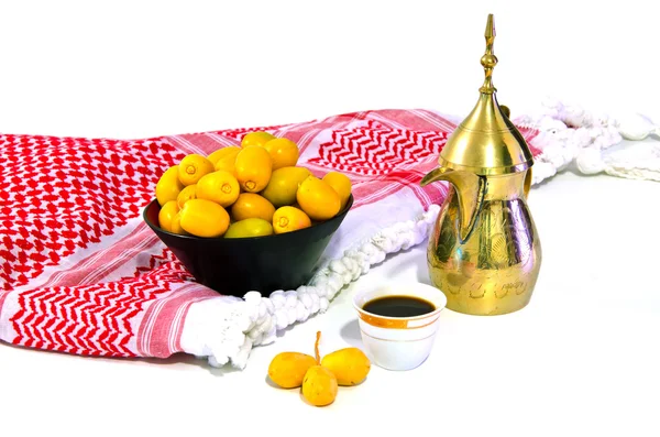 날짜 과일 아랍어 커피 — 스톡 사진