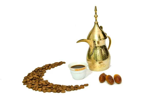 Ιδιαίτερο σχήμα αραβικού καφέ με ημερομηνία φρούτων Εικόνα Αρχείου
