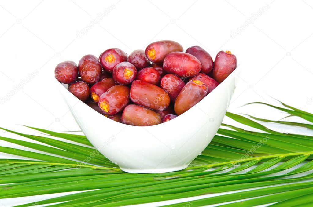 Plate of fresh date fruits
