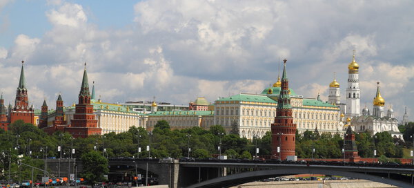 Panorama of the Kremlin is a historic old building in Russia
