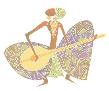 African man in ethnic style playing music clipart