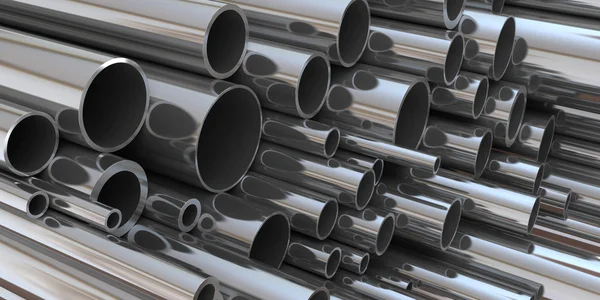 stock image Stack of steel tubing 3d rendering