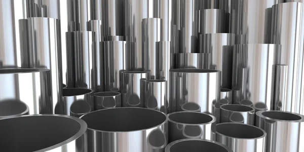 stock image Stack of steel tubing 3d rendering