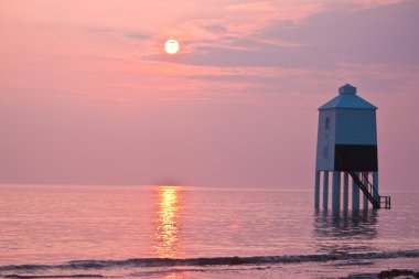 bir Burnham on sea - deniz feneri günbatımı