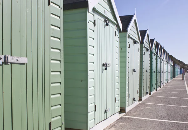 Verschillende gekleurde strand hutten — Stockfoto