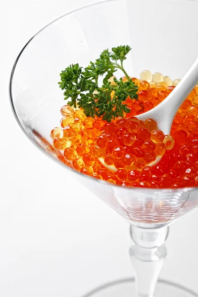 Kaviar der Störfischarten - das rote Körnchen — Stockfoto
