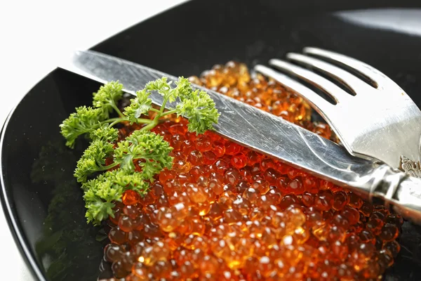 Caviar of sturgeon fish species - the red granular — Stock Photo, Image