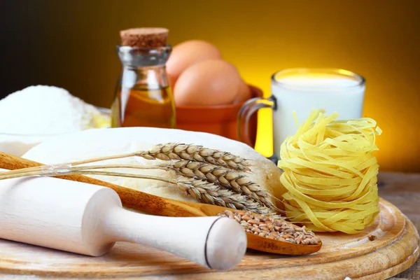 Stock image Pasta on the table and ingredients from vegetables