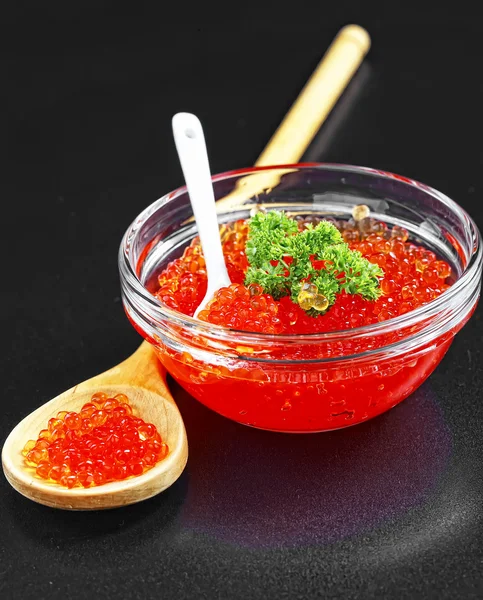 Caviar of sturgeon fish species - the red granular — Stock Photo, Image