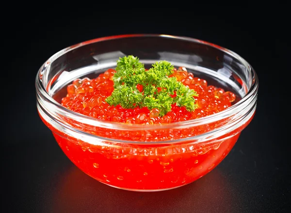 Caviar de espécies de peixe de esturjão - o granular vermelho — Fotografia de Stock