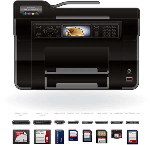 Impressora / fotocopiadora a jato de tinta de escritório — Vetor de Stock