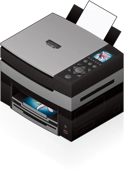 Impresora de inyección de tinta de oficina — Vector de stock